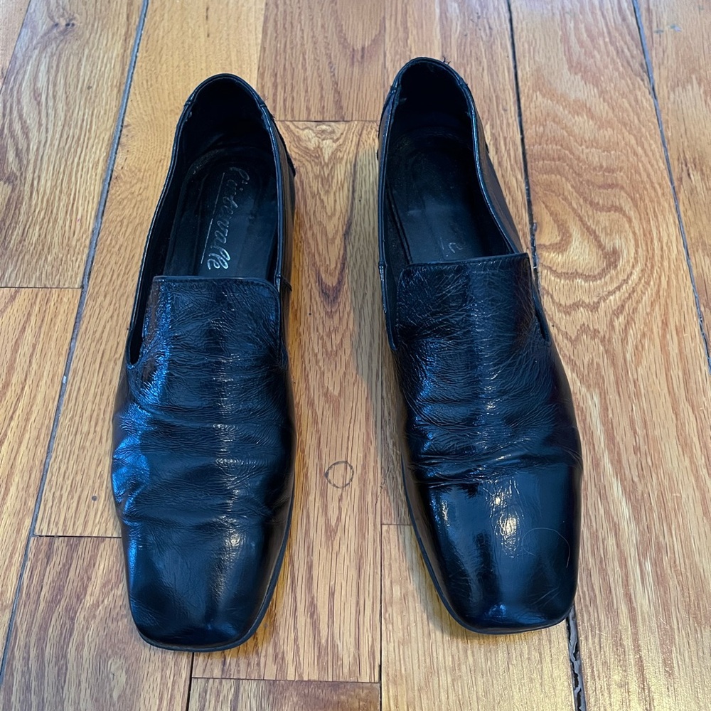 L'INTERVALLE Black Leather Slip-On Loafers